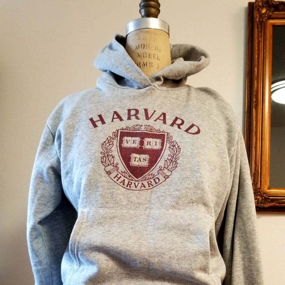 Vtg HARVARD Boyfriends Hoodie (Champion Tag) 3.5" RIBBING